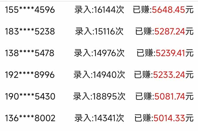 信息录入，几秒一单，只需一部手机，小白轻松上手，日入500＋-赚客网赚