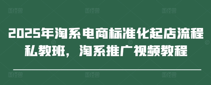 2025年淘系电商标准化起店流程私教班，淘系推广视频教程-赚客网赚