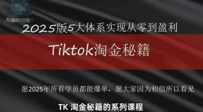 TikTok跨境2025淘金秘籍，​2025TikTok从0到盈利变现-赚客网赚