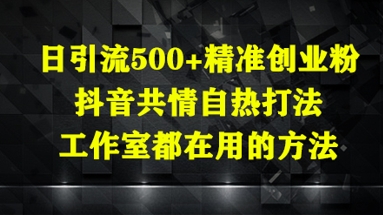 日引流500+精准创业粉，抖音共情自热打法，工作室都在用的方法-赚客网赚