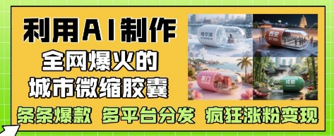 利用AI制作全网爆火的城市微缩胶囊，条条爆款， 多平台分发，疯狂涨粉变现-赚客网赚