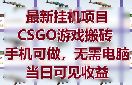 最新挂G项目,CSGO游戏搬砖,手机可做,无需电脑,当日见收益【揭秘】-赚客网赚