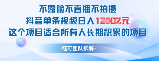 不露脸不直播不拍摄抖音单条视频日入1k+这个项目适合所有人长期积累的项目-赚客网赚