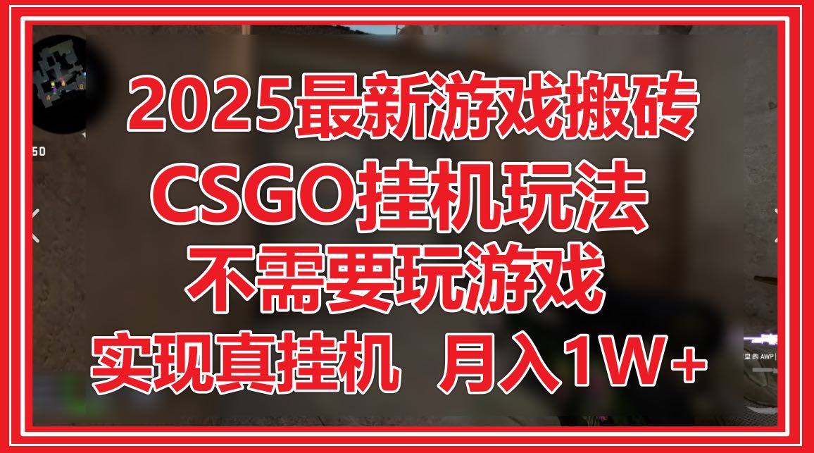 2025最新游戏搬砖，CSGO挂机，不需要玩游戏，实现真挂机，月入1W+-赚客网赚
