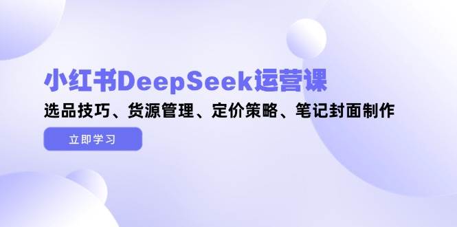 小红书DeepSeek运营课，选品技巧、货源管理、定价策略、笔记封面制作-赚客网赚