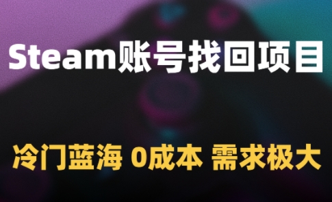Steam账号找回项目，冷门蓝海，0成本，需求极大-赚客网赚