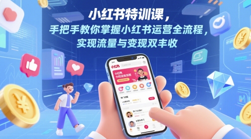 小红书特训课，手把手教你掌握小红书运营全流程，实现流量与变现双丰收-赚客网赚
