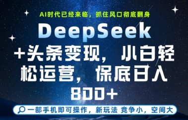 DeepSeek+头条变现，保姆级教学，小白轻松上手，日入8张+【揭秘】-赚客网赚