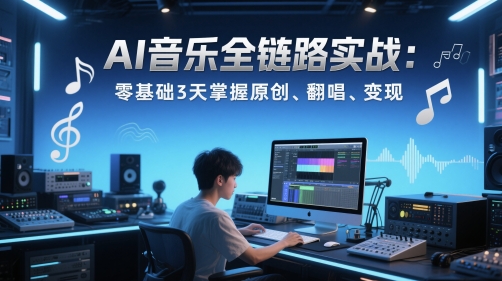 AI音乐全链路实战变现课：零基础3天掌握原创、翻唱、变现-赚客网赚