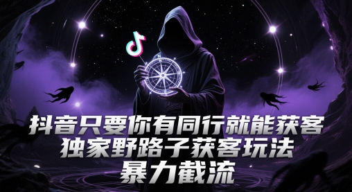抖音只要你有同行就能获客，独家野路子获客玩法，暴力截流【揭秘】-赚客网赚