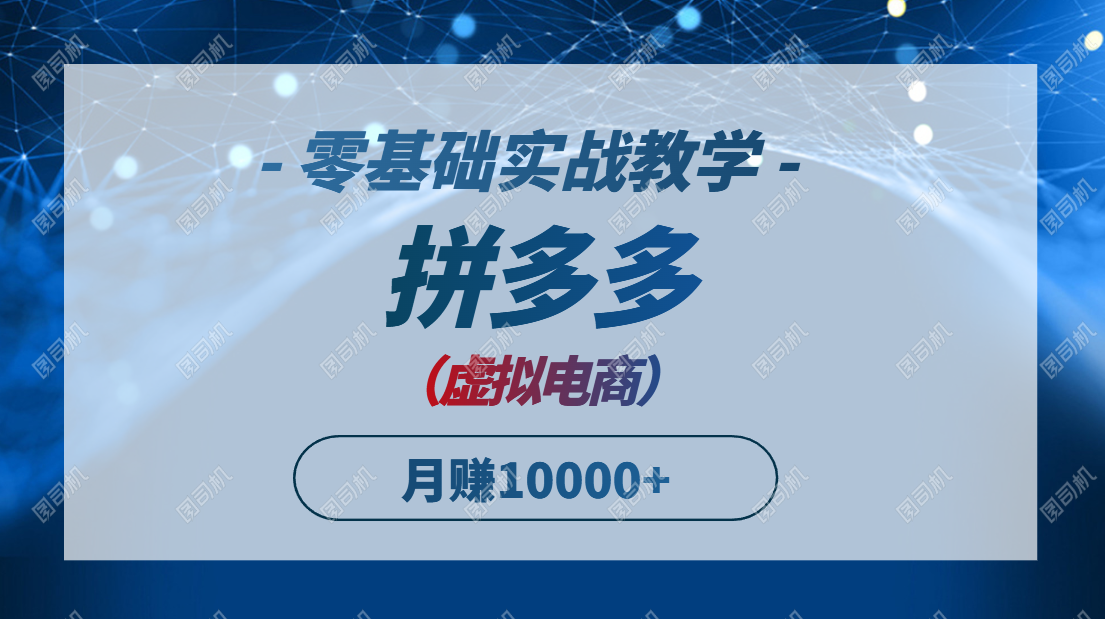 拼多多虚拟电商，零基础实战教学，快速打爆商品，新手也能月入10000+-赚客网赚