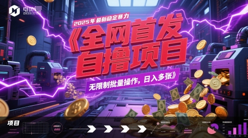 全网首发，2025年最新稳定暴力全自动自撸项目，无限制批量操作，日入多张【揭秘】-赚客网赚