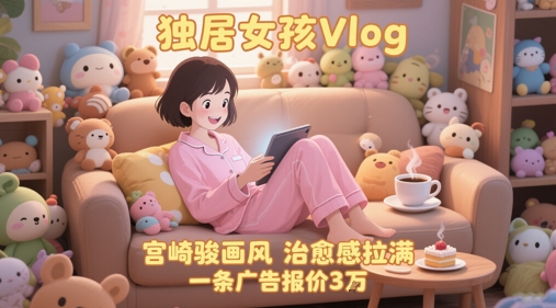 单个账号涨粉71W！用AI制作独居女孩Vlog，宫崎骏画风，治愈感拉满，一条广告报价3W-赚客网赚