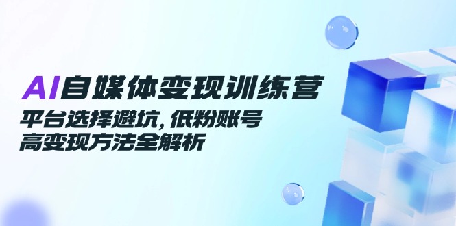 AI自媒体变现训练营，平台选择避坑，低粉账号高变现方法全解析-赚客网赚