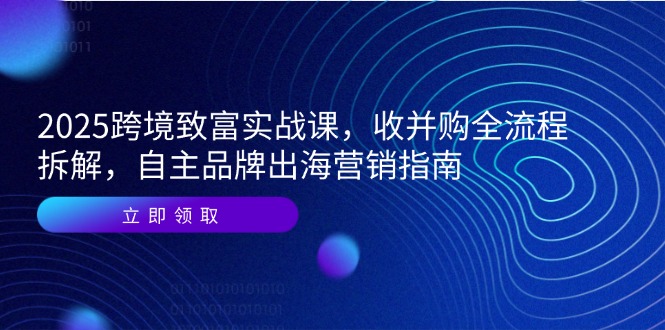 2025跨境致富实战课，收并购全流程拆解，自主品牌出海营销指南-赚客网赚