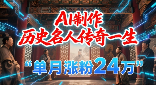 暴力起号！用AI制作历史名人传奇一生，单月涨粉24W，涨粉+变现赛道黑马来了-赚客网赚