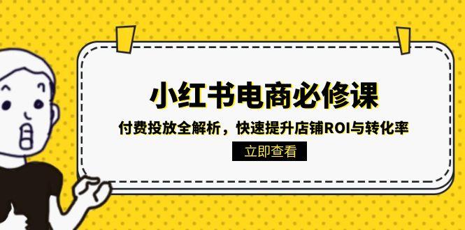 小红书电商必修课：付费投放全解析，快速提升店铺ROI与转化率-赚客网赚