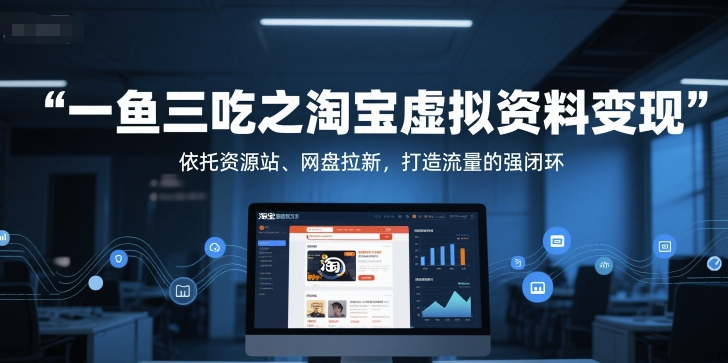 一鱼三吃之淘宝虚拟资料变现,依托资源站、网盘拉新,打造流量的强闭环-赚客网赚