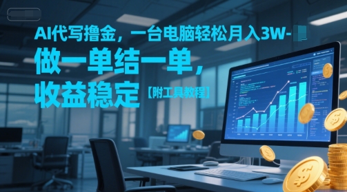 AI代写撸金，一台电脑轻松月入1-3W，做一单结一单，收益稳定【附工具教程】-赚客网赚