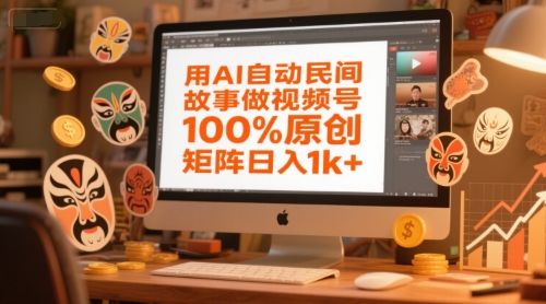 用AI自动民间故事做视频号,100%原创,矩阵日入1k+-赚客网赚