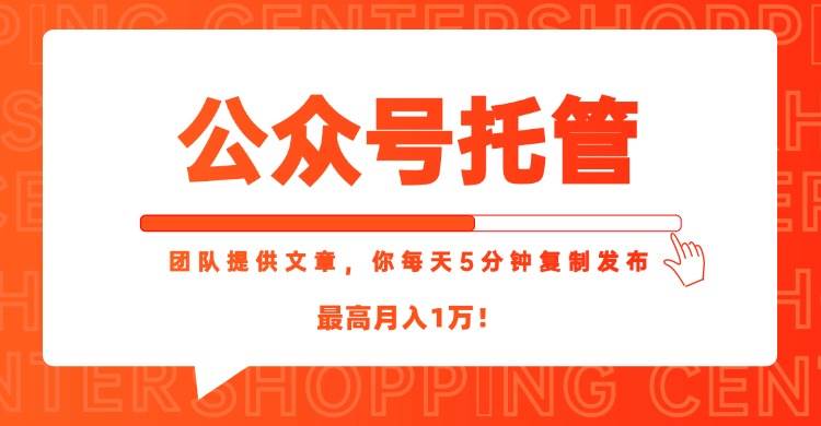 （15109期）【公众号托管 】我提供文章，你每天５分钟复制发布，最高月入1W-赚客网赚