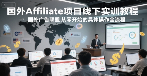 国外Affiliate项目线下实训教程,国外广告联盟从零开始的具体操作全流程-赚客网赚