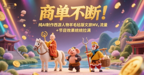 商单不断！纯AI制作西游人物羊毛毡版文旅MV，流量+节目效果统统拉满-赚客网赚