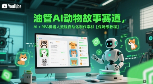 油管AI动物故事赛道，AI+RPA机器人流程自动化制作素材【保姆级教程】-赚客网赚