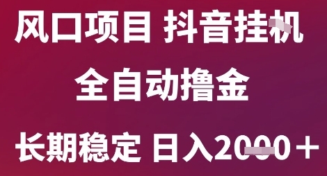 风口项目，六月最新玩法抖音无人挂G，全自动撸金，长期稳定 日入2k+【揭秘】-赚客网赚