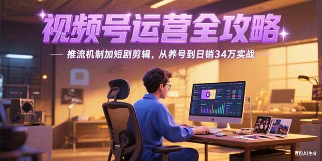 （15217期）2025视频号运营全攻略，推流机制加短剧剪辑，从养号到日销34万实战-赚客网赚