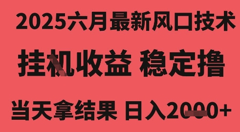 2025六月最新风口技术，无人挂G撸礼物，长期稳定 一个小时收益2k+，小白当天拿结果【揭秘】-赚客网赚