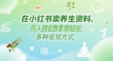 在小红书卖养生资料，月入四位数非常轻松，多种变现方式-赚客网赚