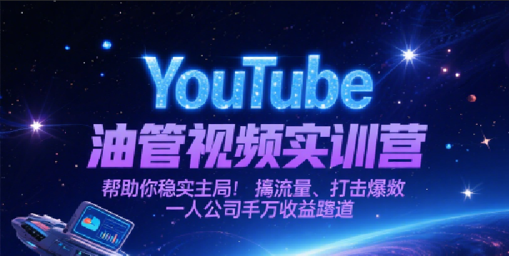 YouTube油管视频实训营，帮助你稳入局、搞流量、打爆款，一人公司千万收益赛道-赚客网赚