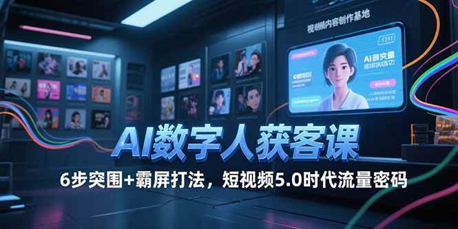 （15247期）AI数字人获客课，6步突围+霸屏打法，短视频5.0时代流量密码-赚客网赚