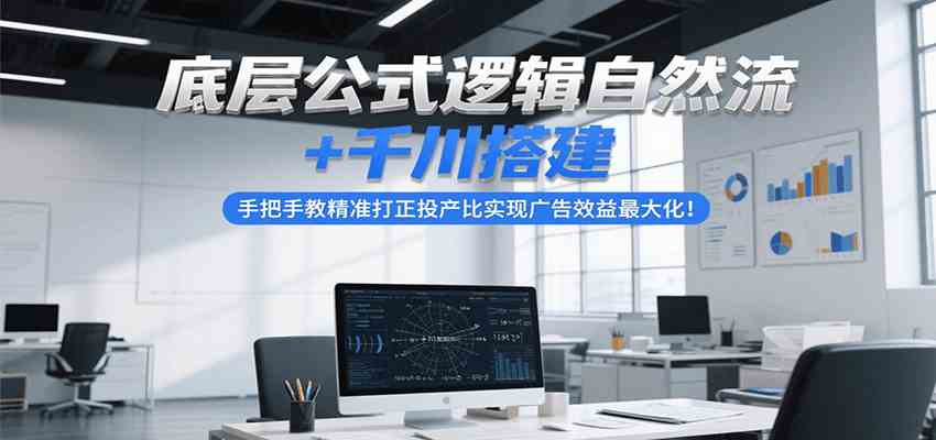 底层公式逻辑自然流+千川搭建，手把手教精准打正投产比实现广告效益最大化！-赚客网赚