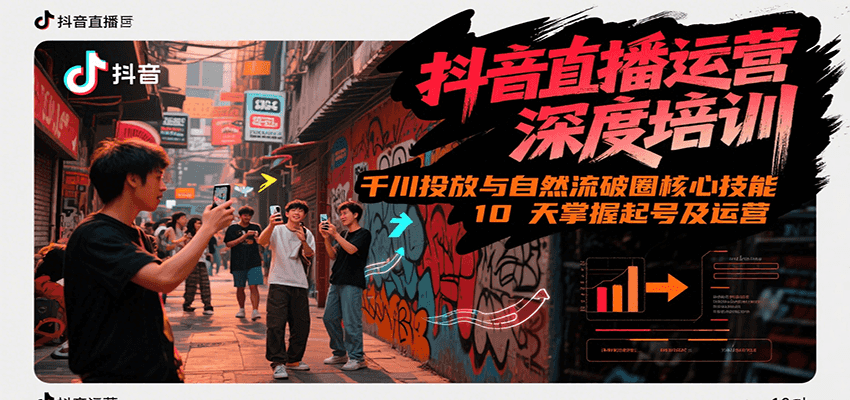 抖音直播运营深度培训，千川投放与自然流核心技能，10天掌握起号及运营(6-7月新课)-赚客网赚