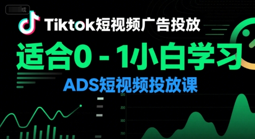 Tiktok短视频广告投放，适合0-1小白学习ADS短视频投放课-赚客网赚