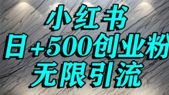 小红书无限引流创业粉，单人操作日引500+精准创业粉-赚客网赚