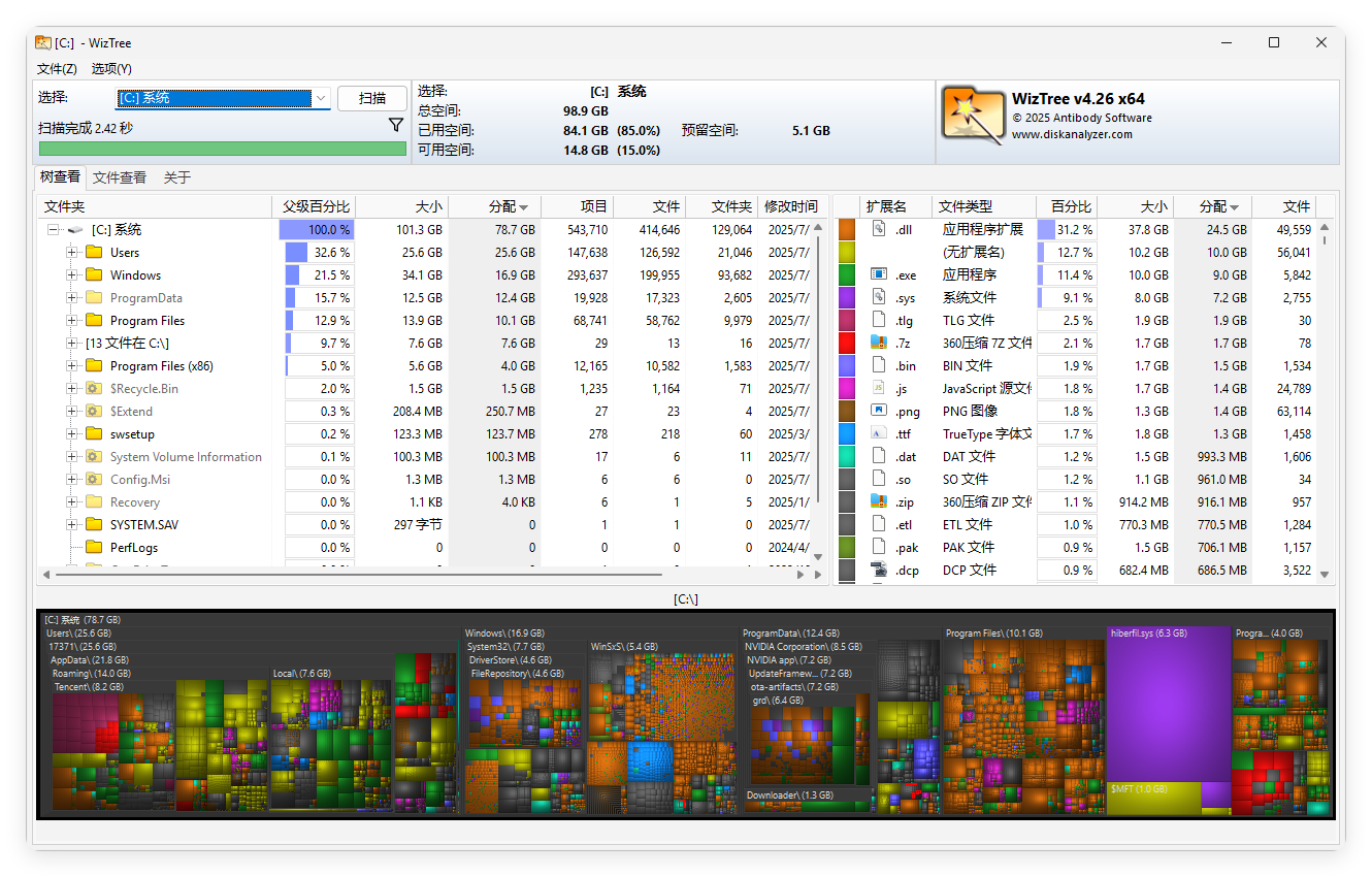 WizTree磁盘分析工具v4.26便携版-赚客网赚