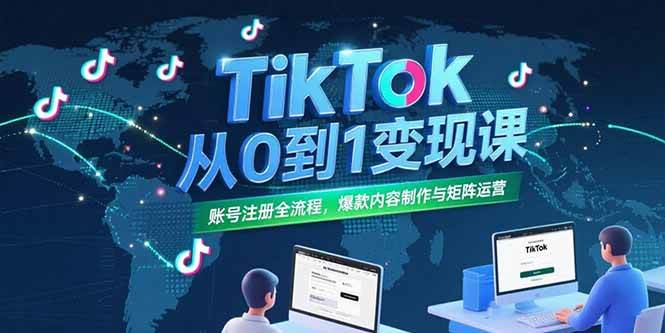 （15346期）TikTok从0到1变现课，账号注册全流程，爆款内容制作与矩阵运营-赚客网赚