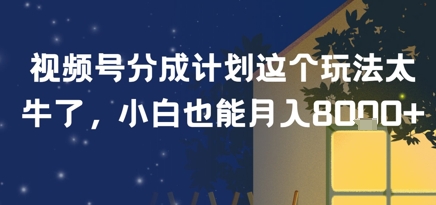 视频号分成计划这个玩法太牛了，小白也能月入8k+-赚客网赚