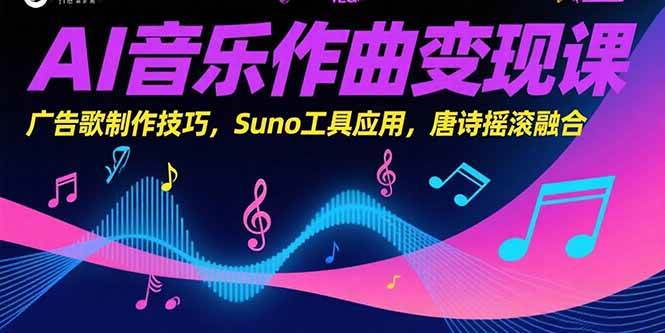 （15370期）AI音乐作曲变现课，广告歌制作技巧，Suno工具应用，唐诗摇滚融合-赚客网赚