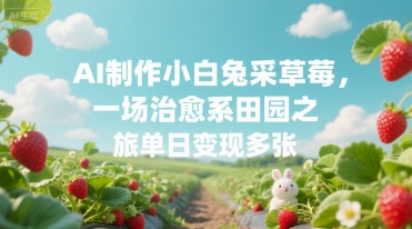 AI制作小白兔采草莓，一场治愈系田园之旅单日变现多张-赚客网赚