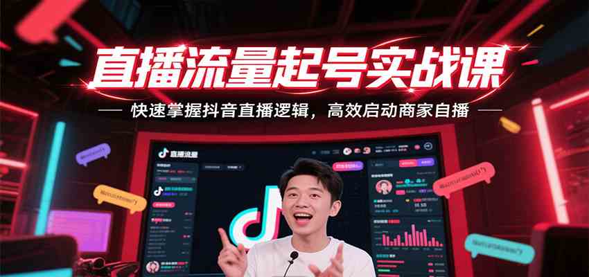 直播流量起号实战课，快速掌握抖音直播逻辑，高效启动商家自播-赚客网赚