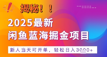 2025最新闲鱼蓝海掘金项目，新人当天可开单，轻松日入多张+的保姆级教程-赚客网赚