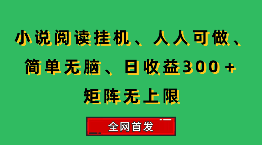 （15413期）小说挂机阅读，人人可做，简单无脑，一天收益300＋矩阵无限上-赚客网赚