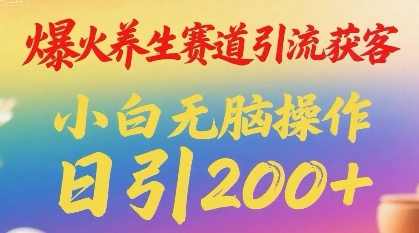 爆火养生赛道引流获客，小白无脑操作，日引200+-赚客网赚