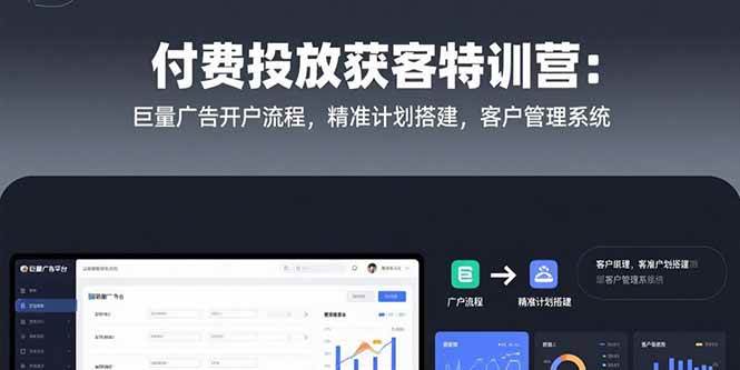 （15426期）付费投放获客特训营：巨量广告开户流程，精准计划搭建，客户管理系统-赚客网赚