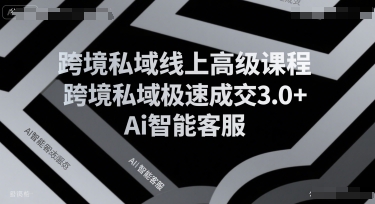 跨境私域线上高级课程，跨境私域极速成交3.0+Ai智能客服-赚客网赚