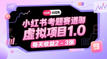 小红书考题赛道虚拟项目1.0，项目操作简单，每天收益2-3张-赚客网赚